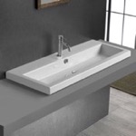 Tecla 4002011/D Drop In Bathroom Sink, White Ceramic, Rectangular